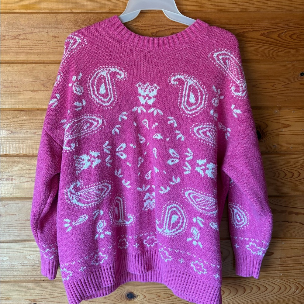 Pink Paisley Sweater